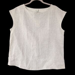 Amazhiyu Top Womens Beige 100% Linen Cap Sleeve Lightweight Sz‎ M Beach NWT